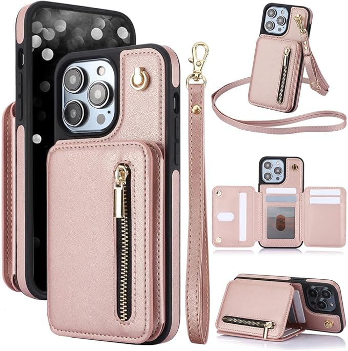 Luxury Cross Body Zipper Card Wallet iPhone Case