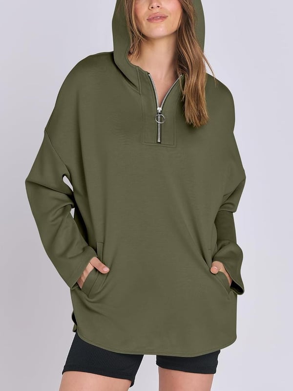 Women's Oversized Quarter Zip Tunic Hoodie