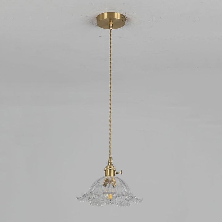 Industrial Flower Shape Glass Pendant Light in Gold