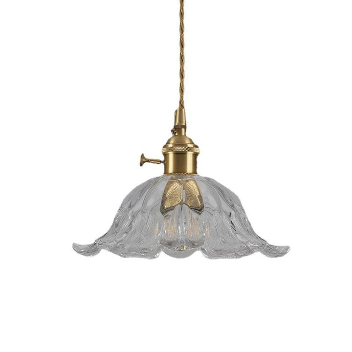 Industrial Flower Shape Glass Pendant Light in Gold