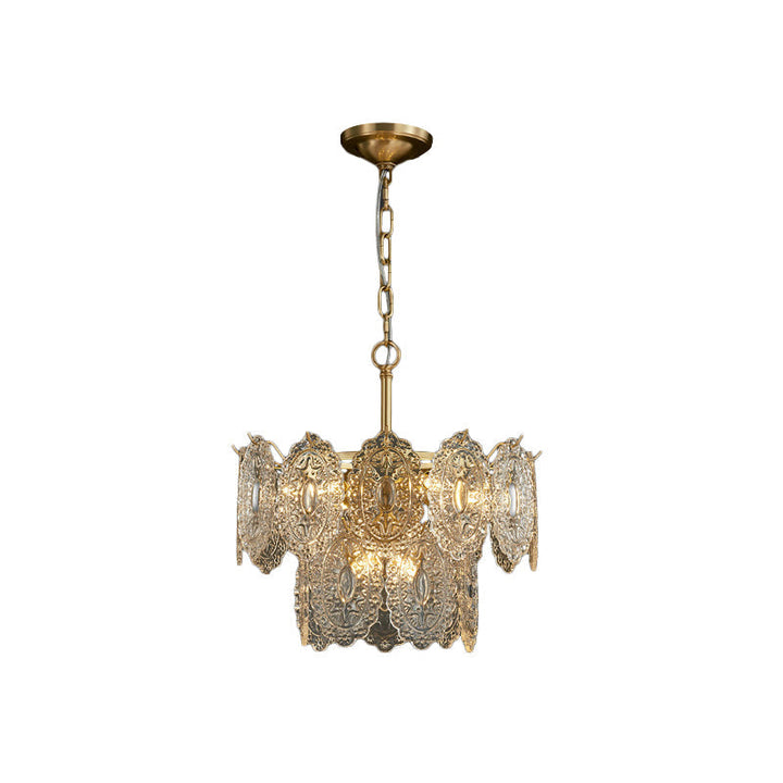 5/7 Heads Embossed Crystal Panels Chandelier