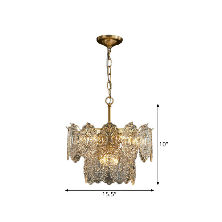 5/7 Heads Embossed Crystal Panels Chandelier