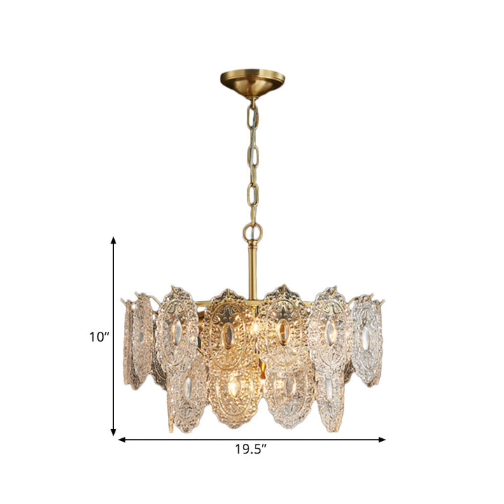 5/7 Heads Embossed Crystal Panels Chandelier