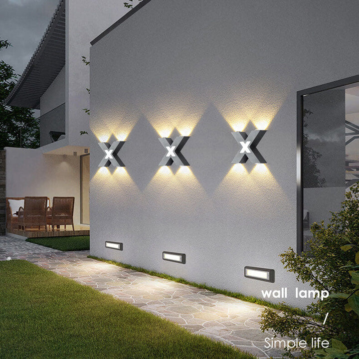 Modern Waterproof X-shaped LED Wall Light with 4 Lights for Outdoor