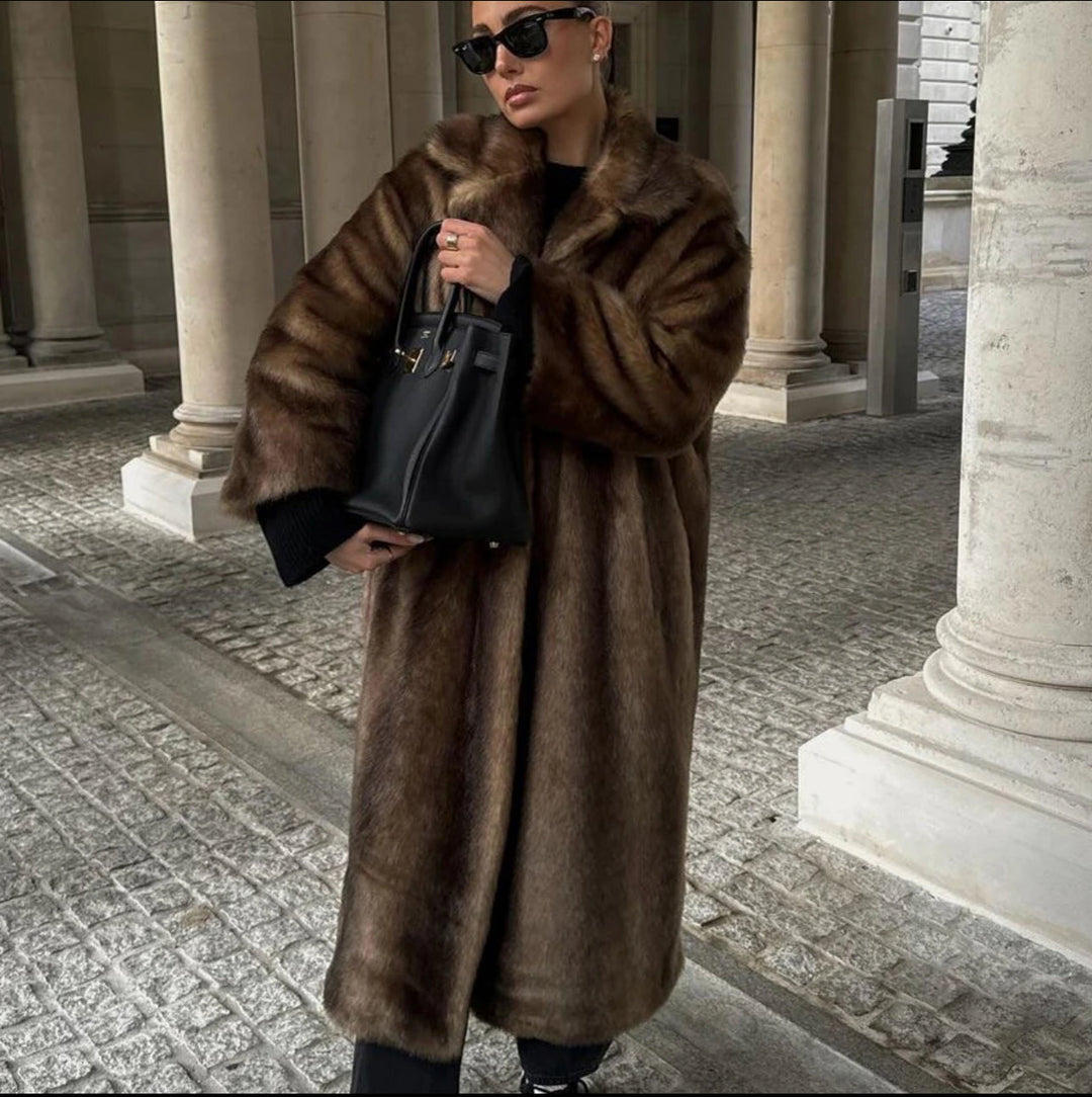 Luxurious Long Faux Fur Coat