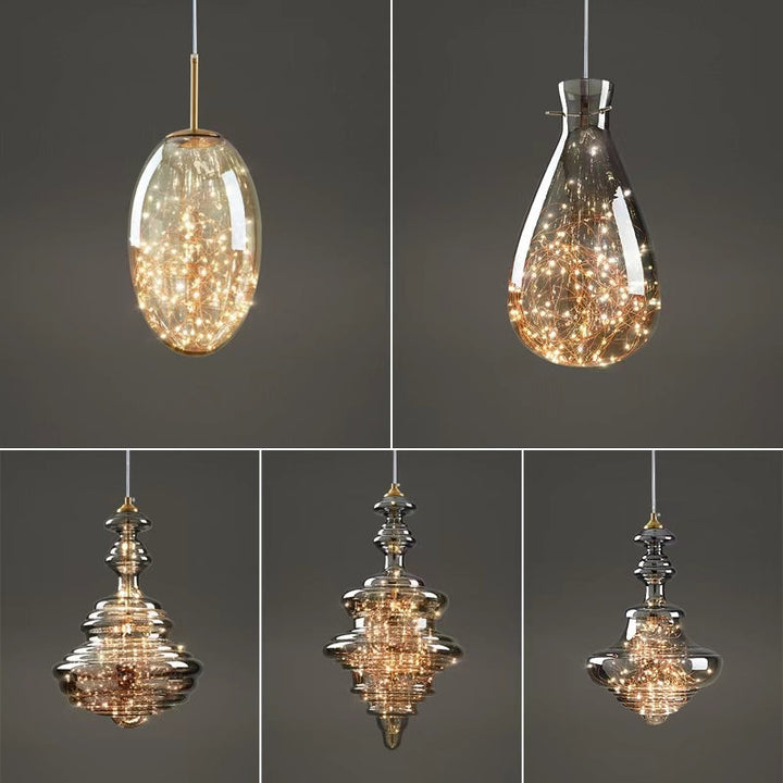 Modern Gray Glass Starry Sky Pendant Light