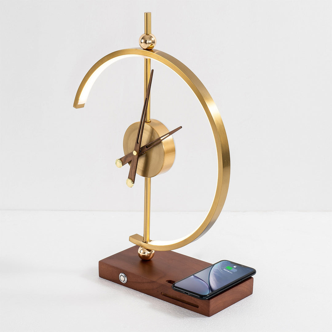 Khonsu Clock Lamp with Wireless Charging – Modern Bedside Lamp with Built-in Clock and Wireless Phone Charging