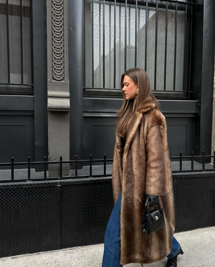 Luxurious Long Faux Fur Coat