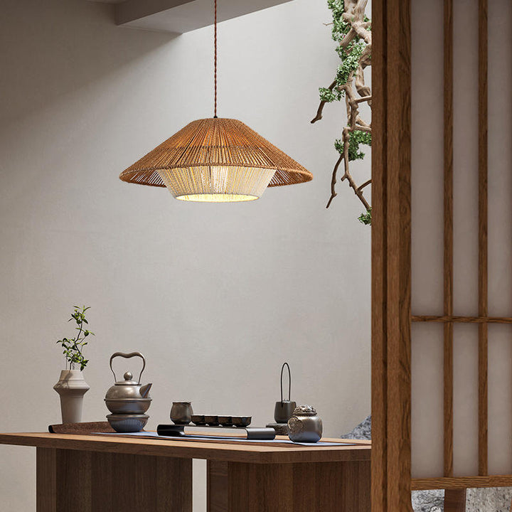 Japanese pendant light made from wickerwork