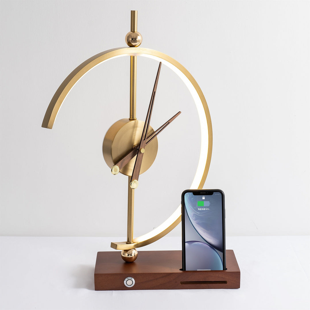 Khonsu Clock Lamp with Wireless Charging – Modern Bedside Lamp with Built-in Clock and Wireless Phone Charging