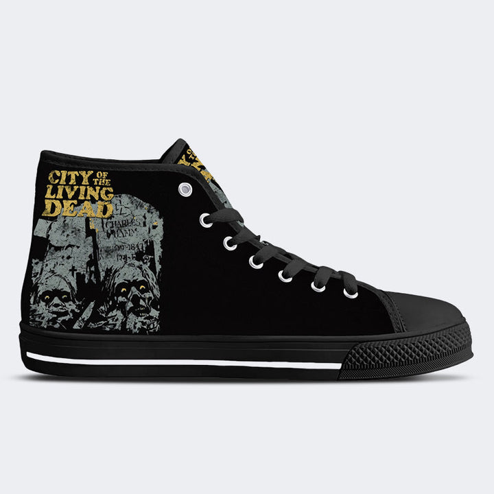 Horror Retro City Unisex - High Top Canvas