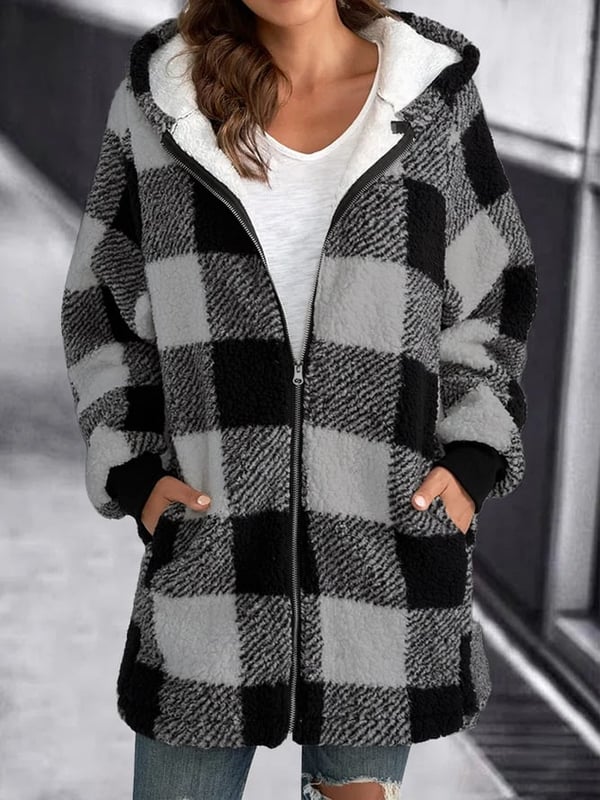 Plaid overcoat women's best sale