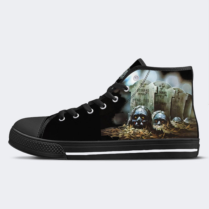 Horror Retro City Unisex - High Top Canvas