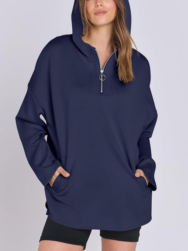 Women's Oversized Quarter Zip Tunic Hoodie