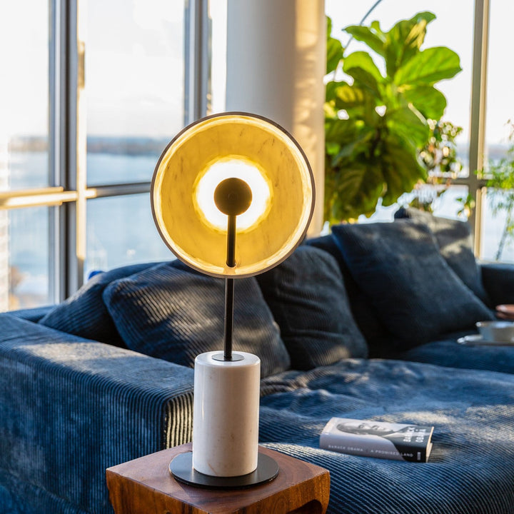 Iris Lamp – Elegant Marble Dome Lamp with Concrete Base for Living Room or Bedroom