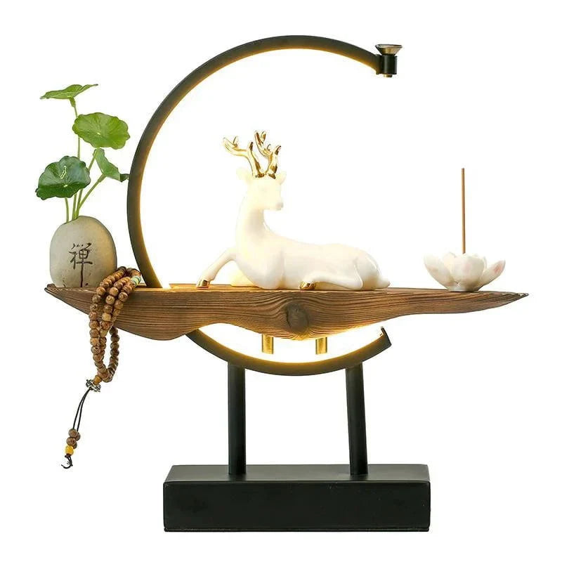 White Deer Incense Burner Lamp – Handcrafted Ceramic Deer with Cascading Smoke for Serene Home Decor