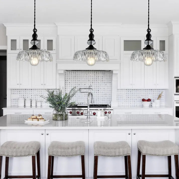 Mid Century Mini Kitchen Island Glass Pendant Light