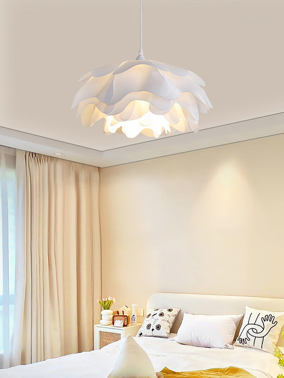 White Pendant Light in Flower Shape