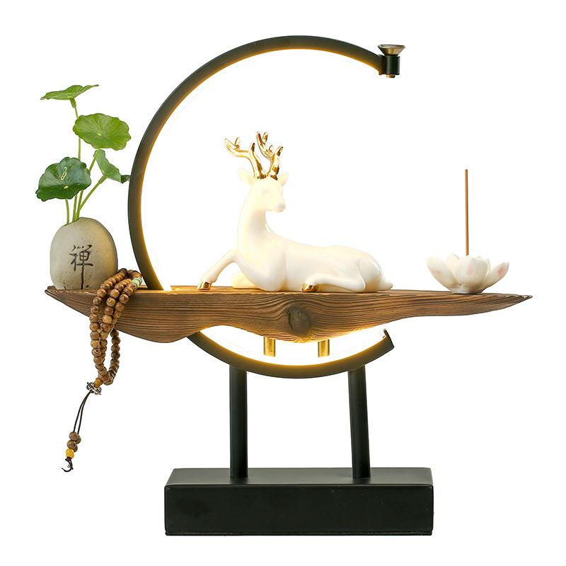 White Deer Incense Burner Lamp – Handcrafted Ceramic Deer with Cascading Smoke for Serene Home Decor