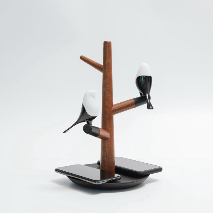 Bird's Lamp with Wireless Charging – Adjustable Bedside Lamp with Dual Device Charging Dock