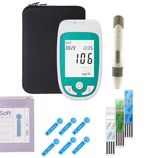 3 In 1 Multifunctional Health Monitor (Cholesterol, Glucose & Uric Acid) - Home Cholesterol Test Kit