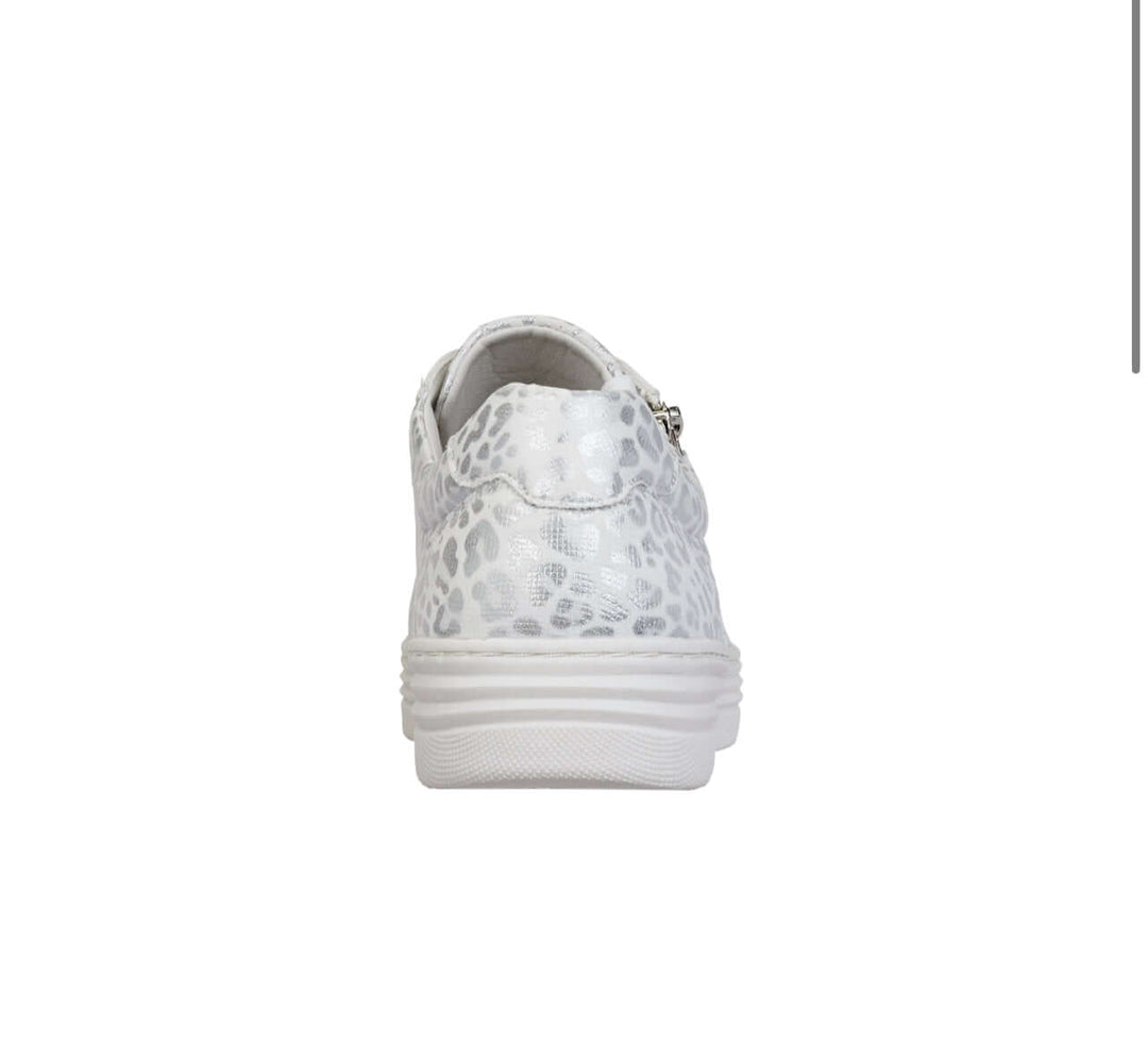 Caprice Silver Leopard Print Trainer