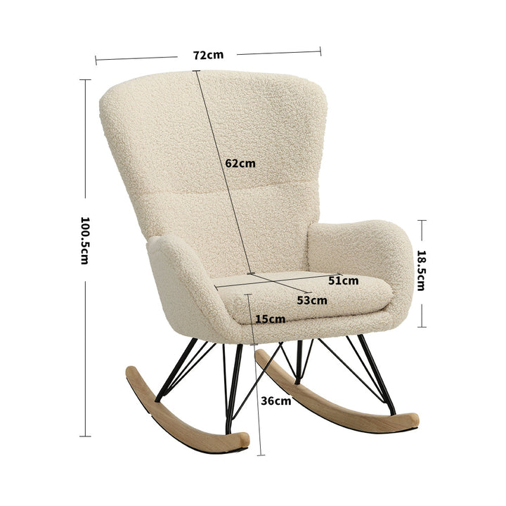 Beige Faux Wool Upholstered Rocking Chair