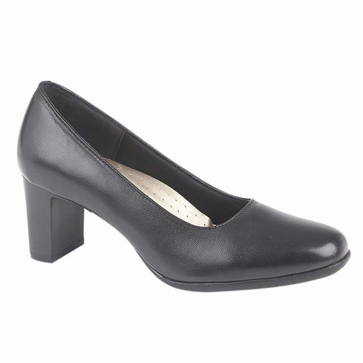 Black Leather 'Mod Comfy' Court Heel