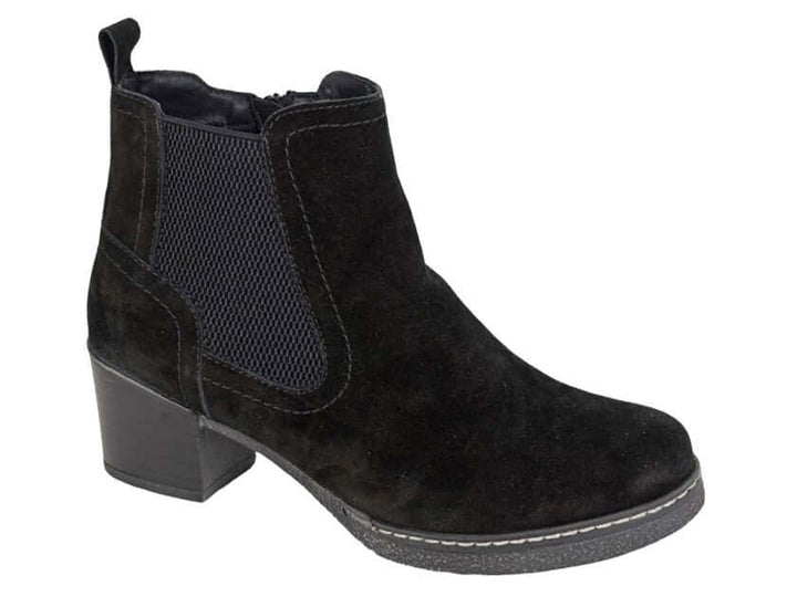 Black Real Suede Zip Ankle Boot - Alessina