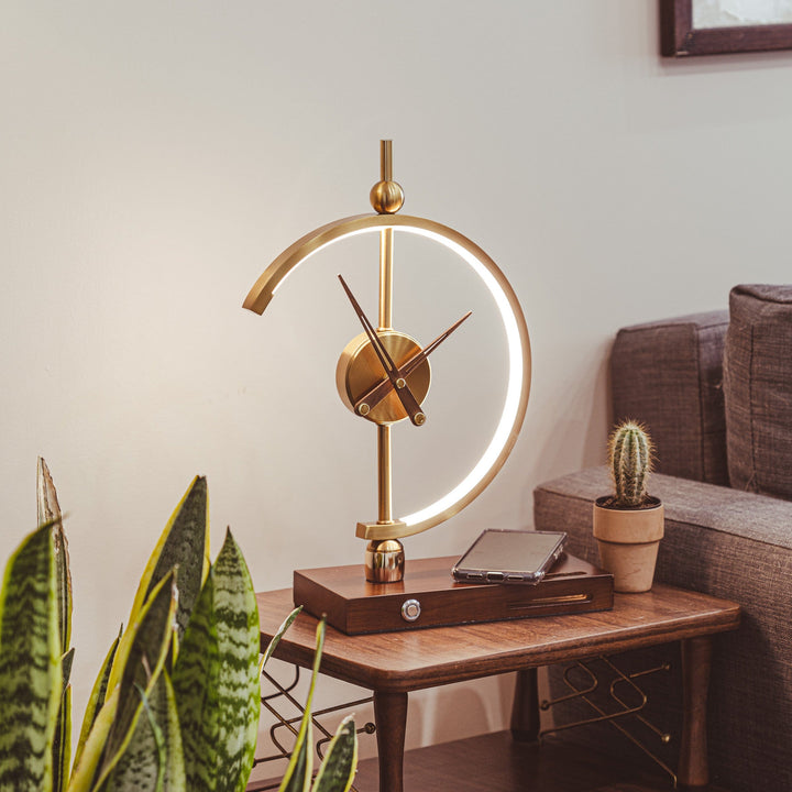 Khonsu Clock Lamp with Wireless Charging – Modern Bedside Lamp with Built-in Clock and Wireless Phone Charging