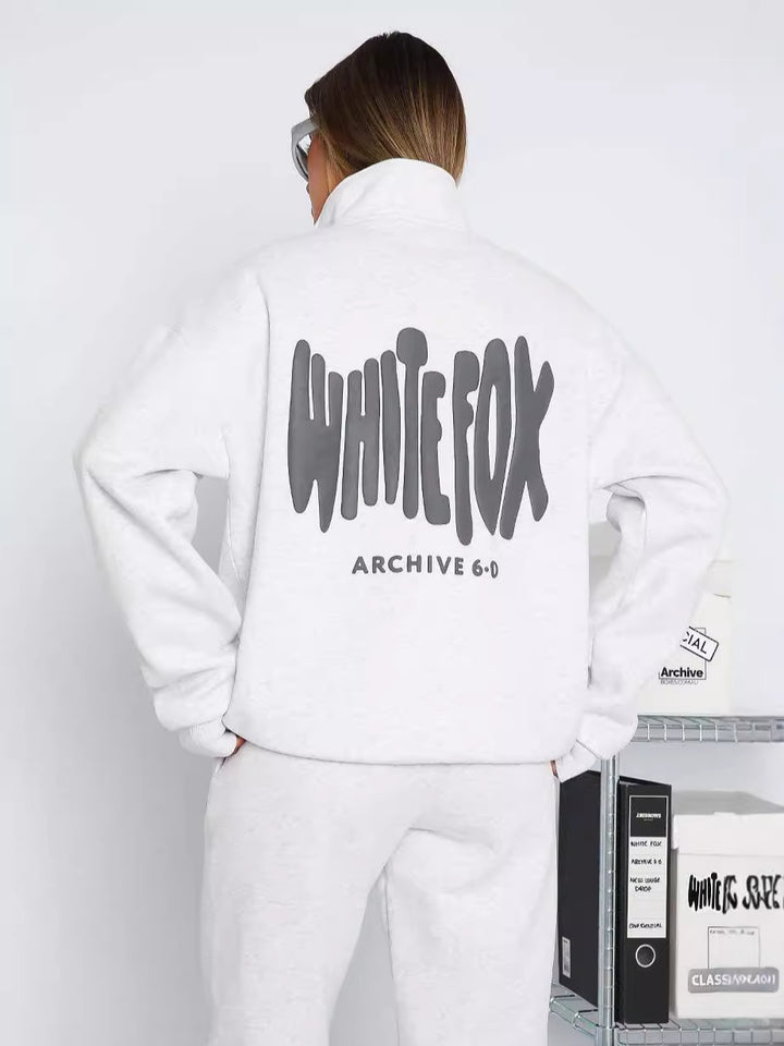 White Fox Oversized Hoodie - Sweatshirt for Women