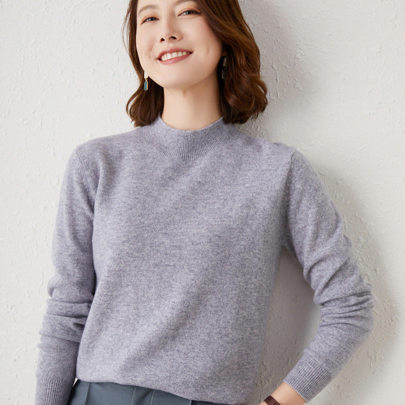 Casual Loose-Fit Turtleneck Knit Sweater for Women