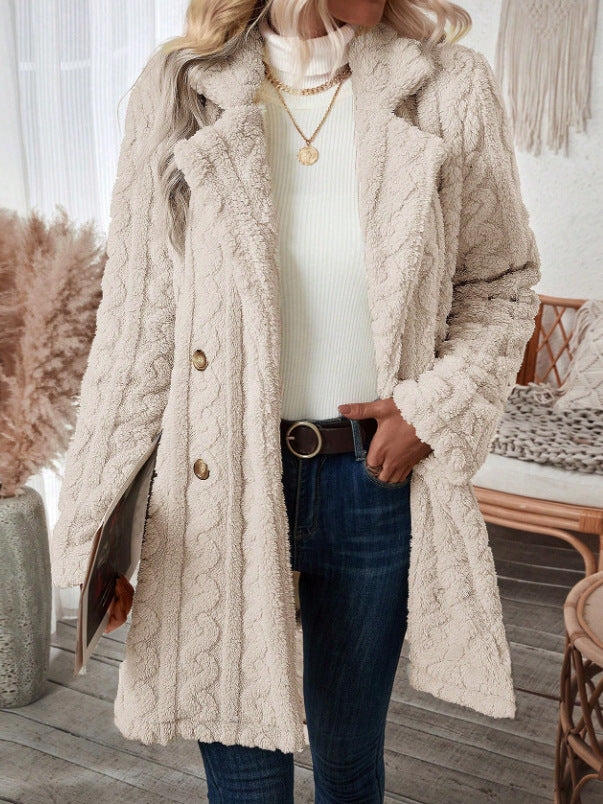 Women's Plush Double-Breasted Coat – Warm and Stylish Winter Outerwear