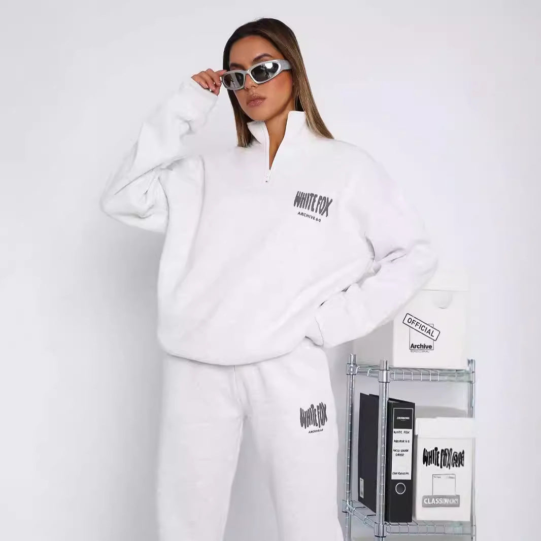 White Fox Oversized Hoodie - Sweatshirt for Women