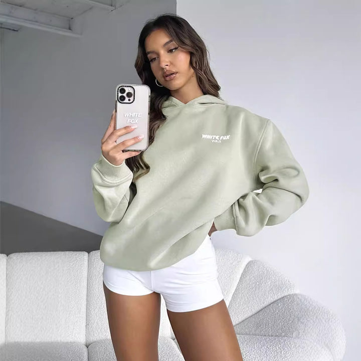 White Fox Oversized Hoodie - Sweatshirt for Women