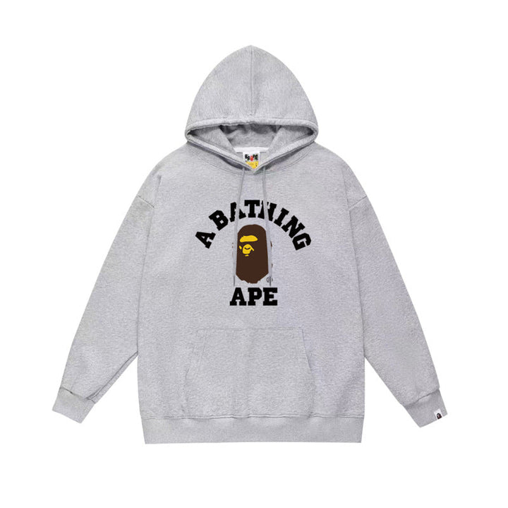 Trendy Hoodie with Ape Head Graphic | Unisex Loose-Fit Casual Sweatshirt | Streetwear Pullover