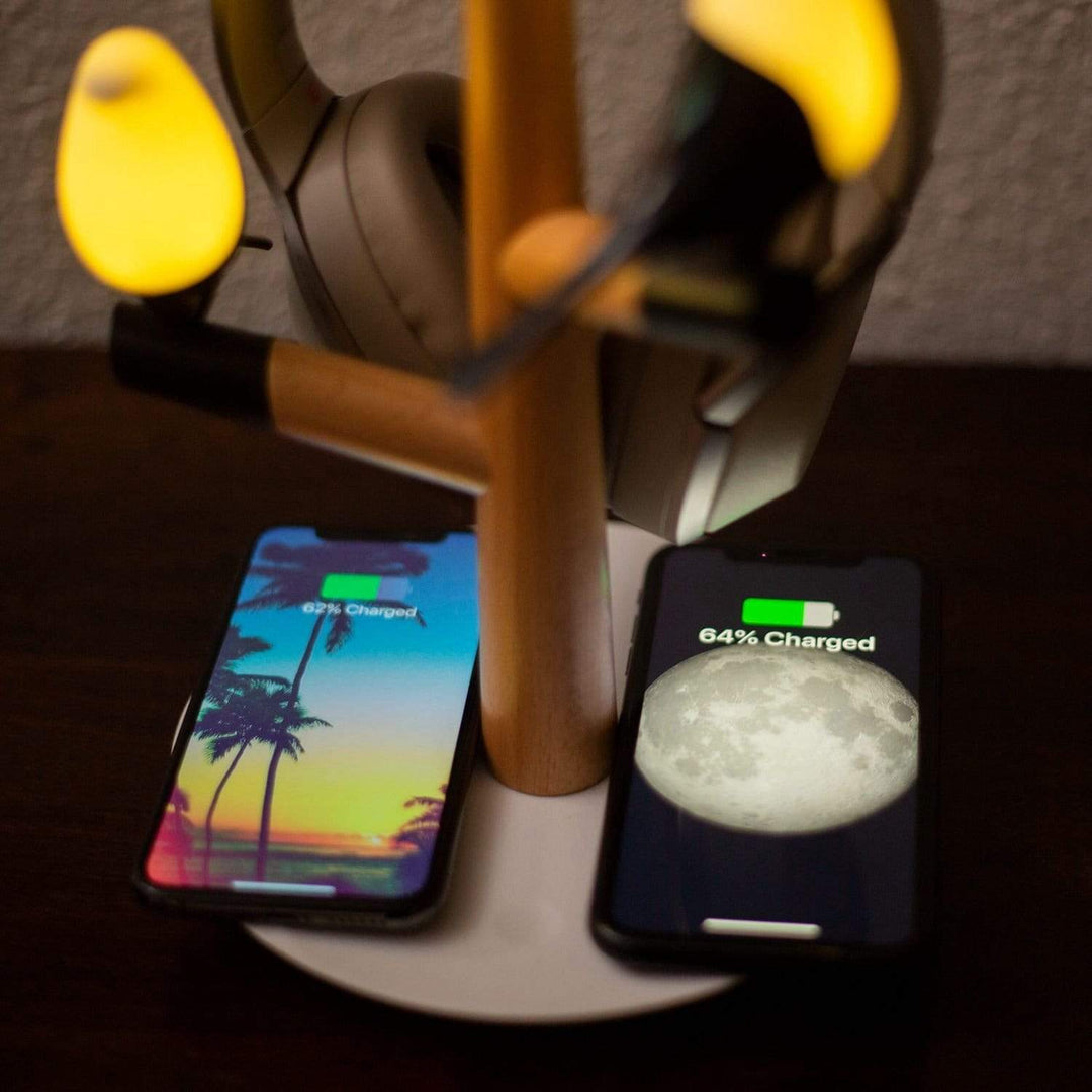 Bird's Lamp with Wireless Charging – Adjustable Bedside Lamp with Dual Device Charging Dock