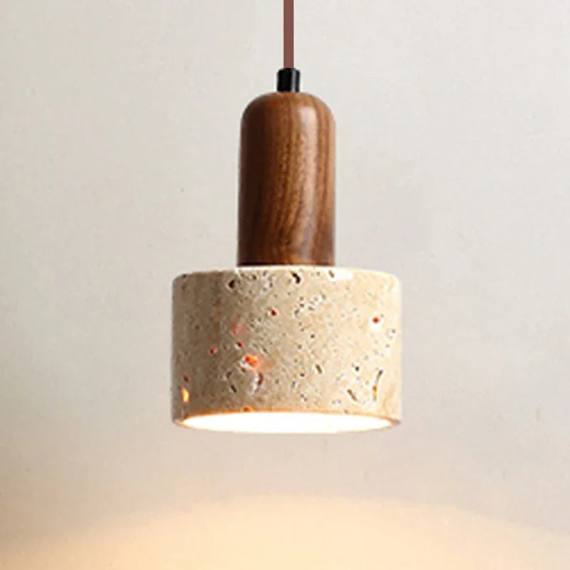 Elegant Wabi-Sabi Travertine Pendant Light - Modern & Rustic