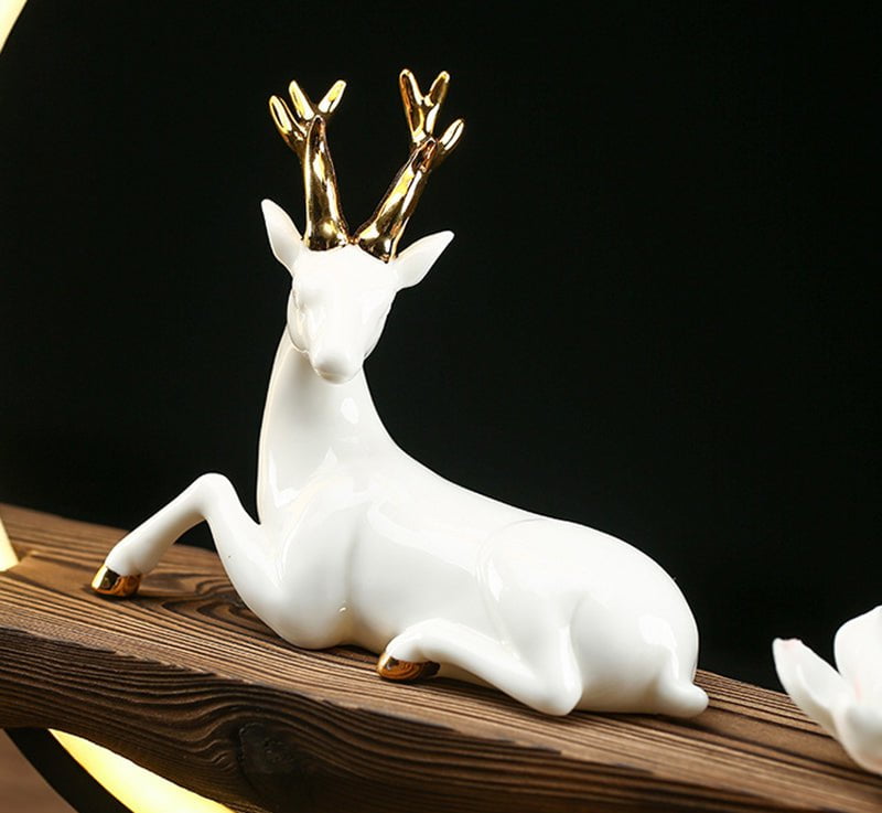 White Deer Incense Burner Lamp – Handcrafted Ceramic Deer with Cascading Smoke for Serene Home Decor