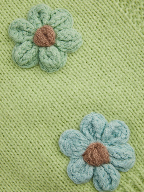 Warm V-neck Button Flower Cardigan