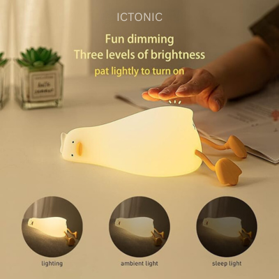 Ictonic™ Soft LED Duck Night Light USB Rechargeable for Perfect Gift