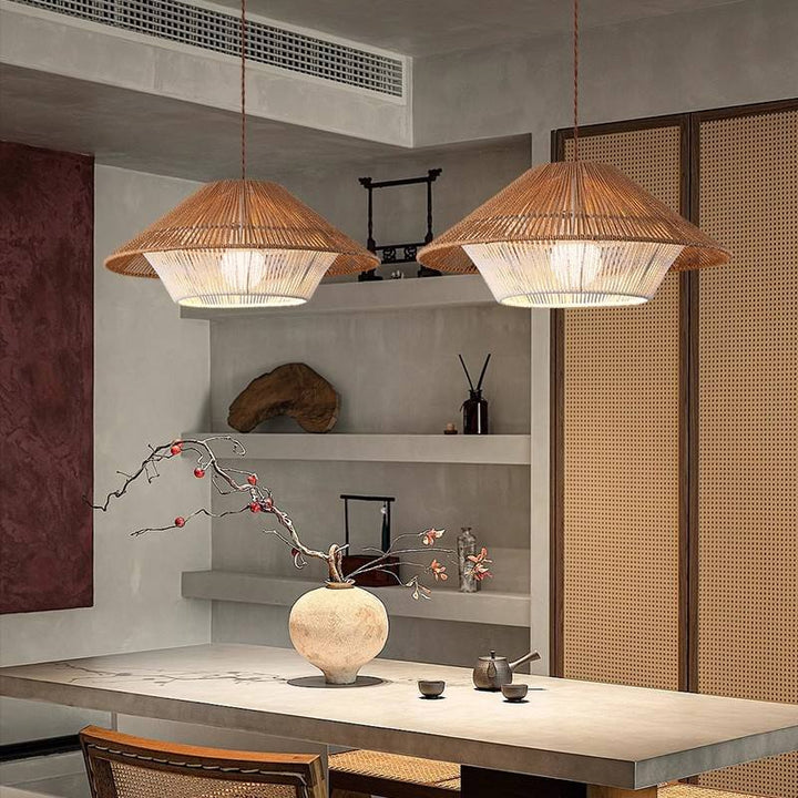 Japanese pendant light made from wickerwork