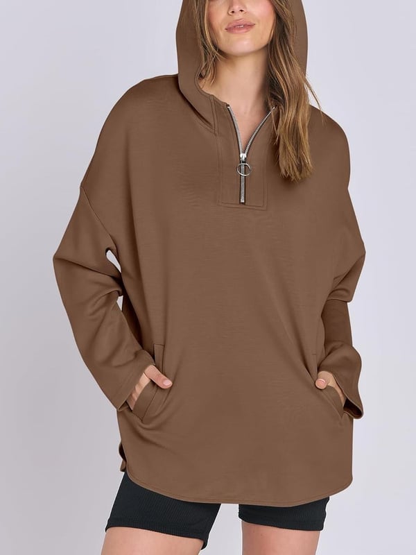 Women's Oversized Quarter Zip Tunic Hoodie