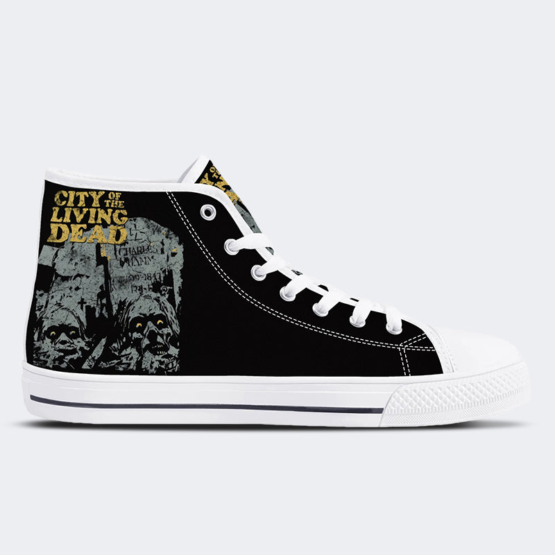 Horror Retro City Unisex - High Top Canvas