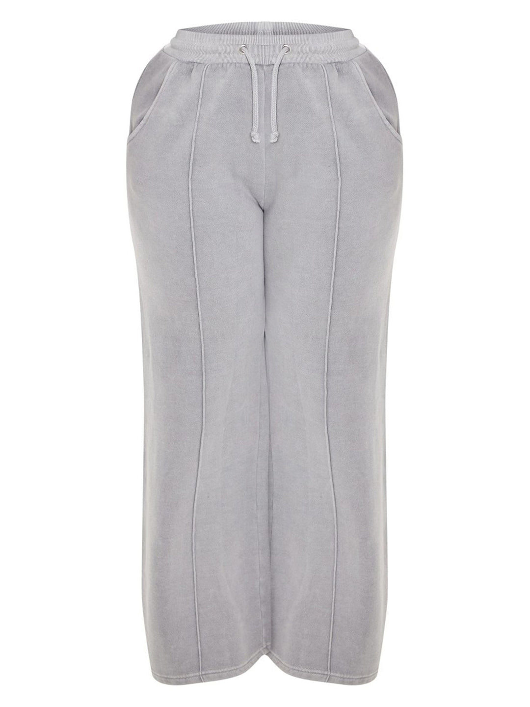 Light Grey Sweat Seam Detail Wide Leg Sweatpants