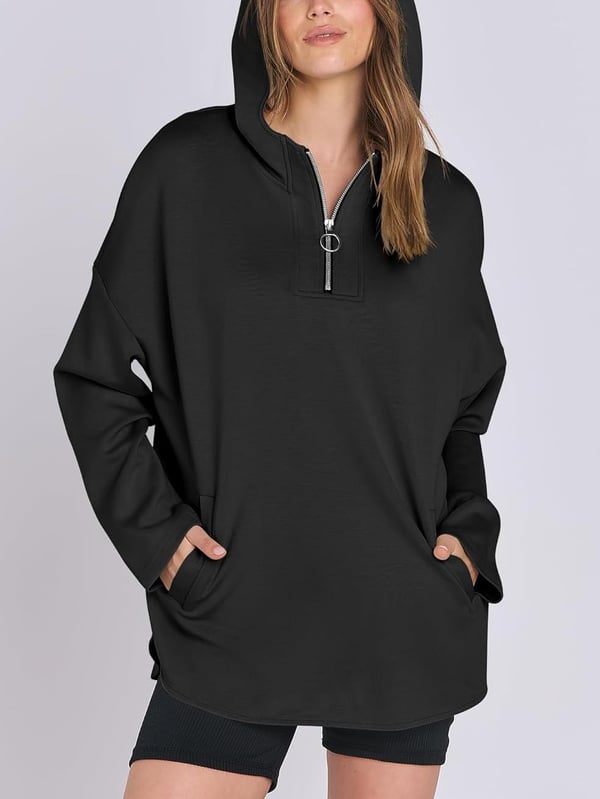 Women's Oversized Quarter Zip Tunic Hoodie