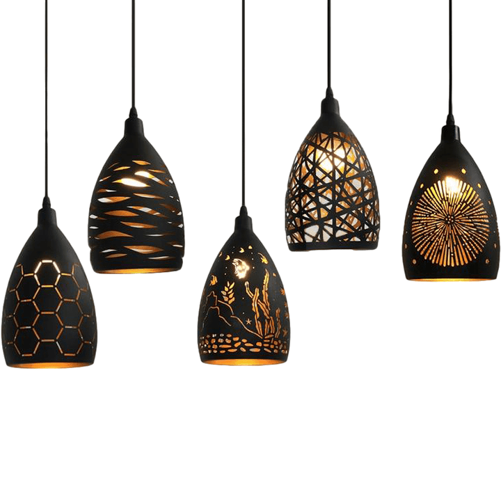 Besson pendant lights in patterned metal