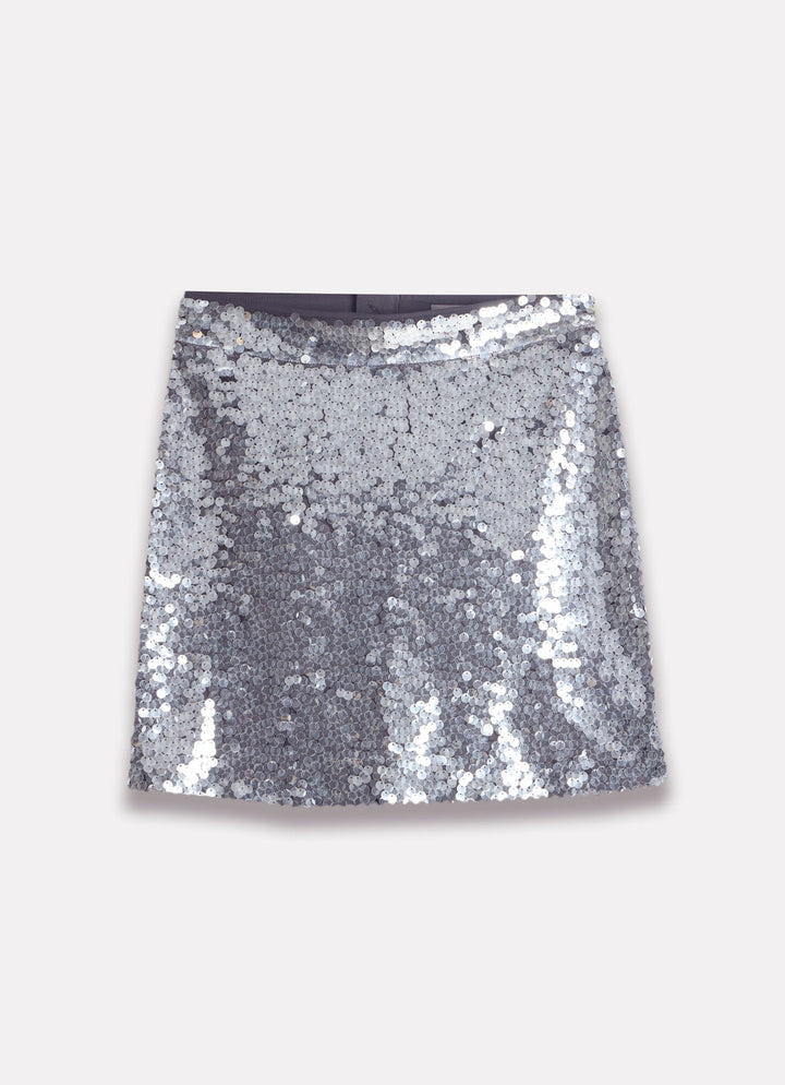 Women's Grey Sequin Mini Skirt – Sparkling Party Wear, High-Waist, Glamorous Design