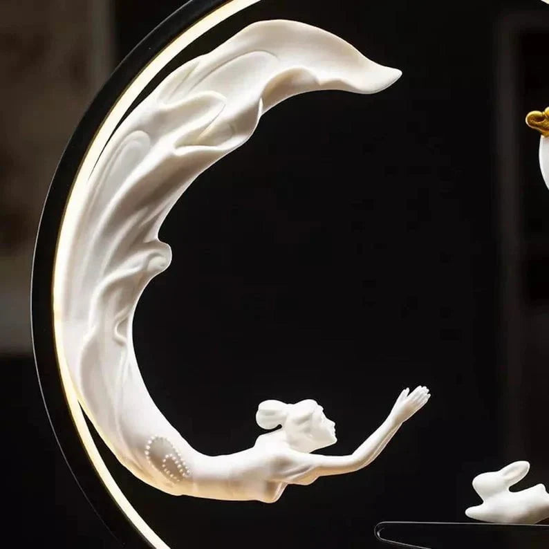 Celestial Lady Flying to the Moon Incense Burner Lamp – Handcrafted Backflow Burner Inspired by the Legend of Chang’e and Hou Yi