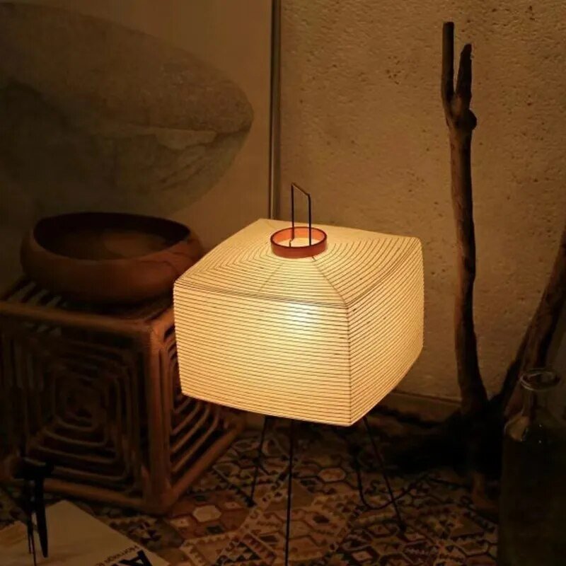 Japanese Design Square Floor Rice Lamp